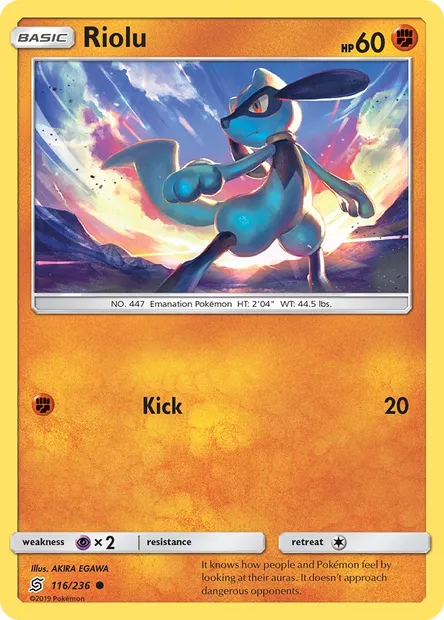 Riolu, Pokémon card UNM 116 — Unified Minds set