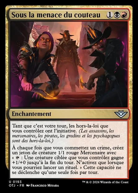 Sous la menace du couteau, carte Magic OTJ 193 — extension Outlaws of Thunder Junction