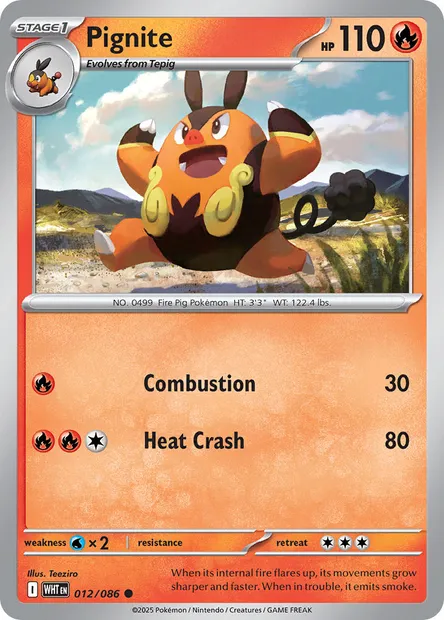 Pignite, Pokémon card WHT 012 — White Flare set