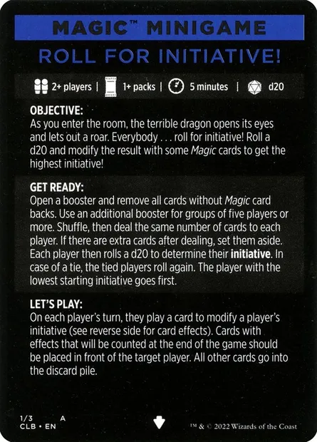 Roll for Initiative // Roll for Initiative (cont'd), carte Magic MCLB 1 — extension Commander Legends: Battle for Baldur's Gate Minigames