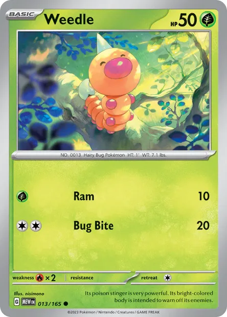 Weedle, Pokémon card MEW 013 — 151 set