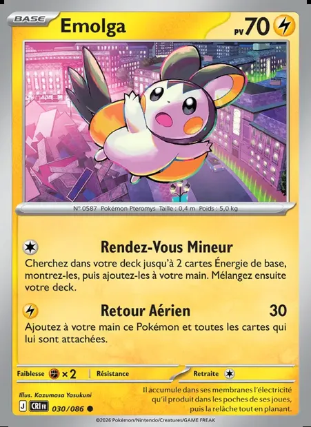 Emolga, carte Pokémon CRI 030 — extension Chaos Ascendant