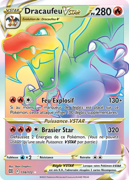 Dracaufeu VSTAR, carte Pokémon BRS 174 — extension Stars Étincelantes