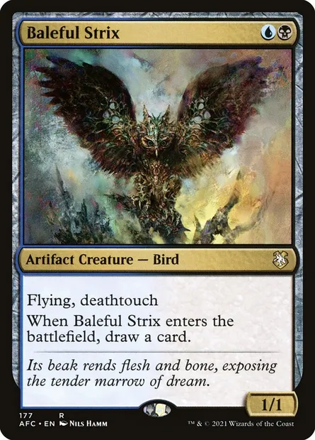 Baleful Strix, Magic card AFC 177 — Forgotten Realms Commander set