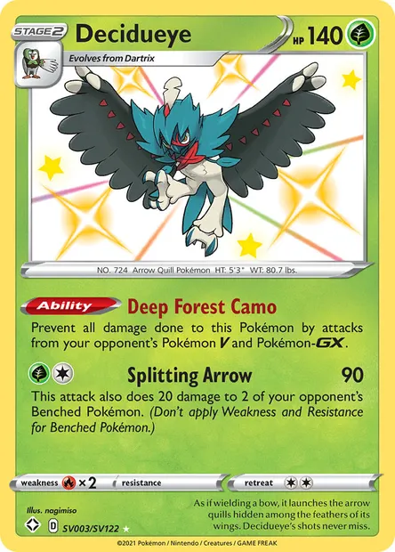 Decidueye, Pokémon card SHF SV003 — Shining Fates set