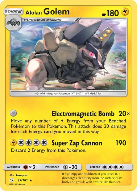 Alolan Golem, Pokémon card TEU 37 — Team Up set