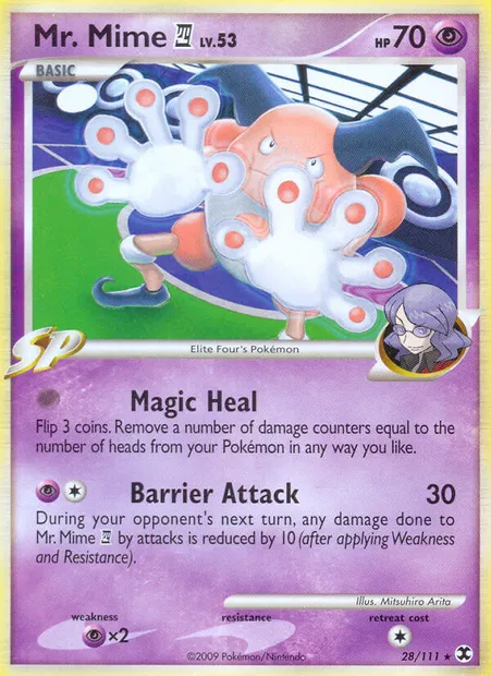 Mr. Mime E4, Pokémon card RR 28 — Rising Rivals set