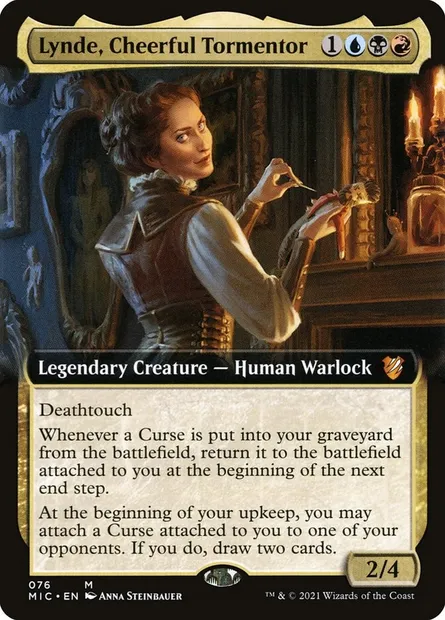 Lynde, Cheerful Tormentor, Magic card MIC 76 — Midnight Hunt Commander set