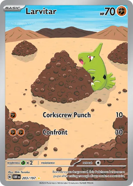 Larvitar, Pokémon card OBF 203 — Obsidian Flames set