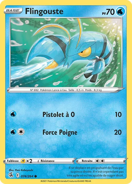 Flingouste, carte Pokémon FST 74 — extension Poing de Fusion