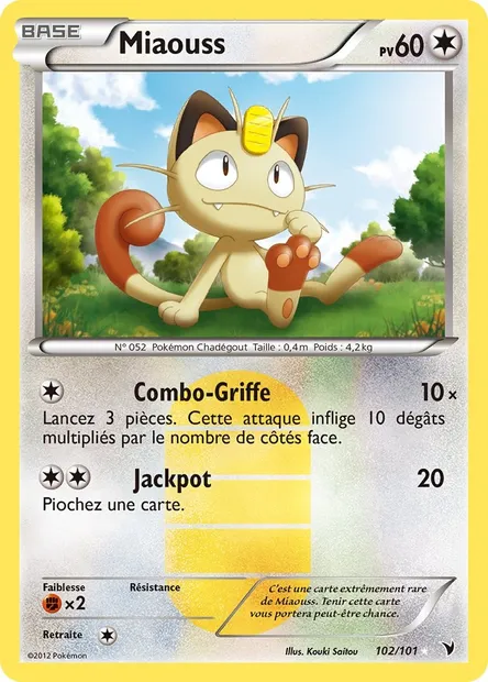 Miaouss, carte Pokémon NVI 102 — extension Nobles Victoires