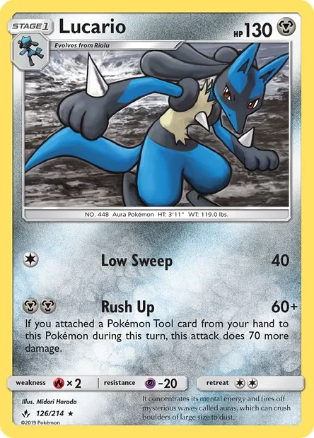 Lucario, Pokémon card UNB 126 — Unbroken Bonds set
