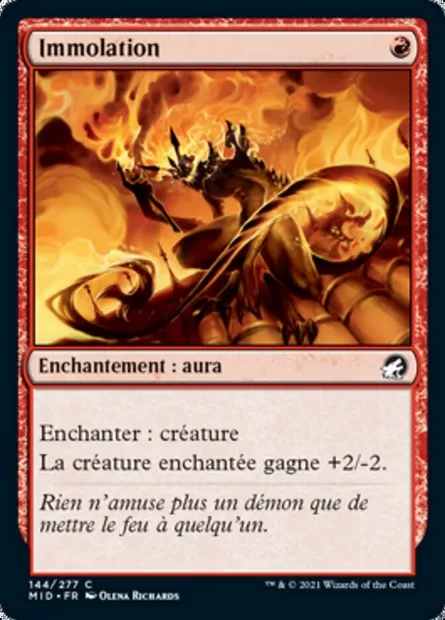 Immolation, carte Magic MID 144 — extension Innistrad : chasse de minuit