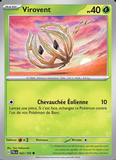 Virovent, carte Pokémon PAL 022 — extension Évolutions à Paldea