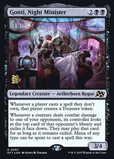 Gonti, ministre de la Nuit, carte Magic PDFT 87s — extension Aetherdrift Promos