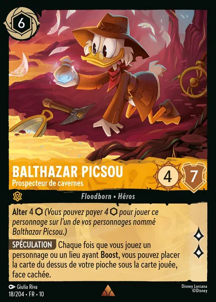 Balthazar Picsou - Prospecteur de cavernes, carte Disney Lorcana CH10-018 — extension Lueurs dans les Profondeurs