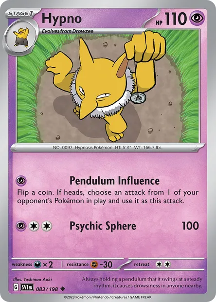 Hypno, Pokémon card SVI 083 — Scarlet & Violet set