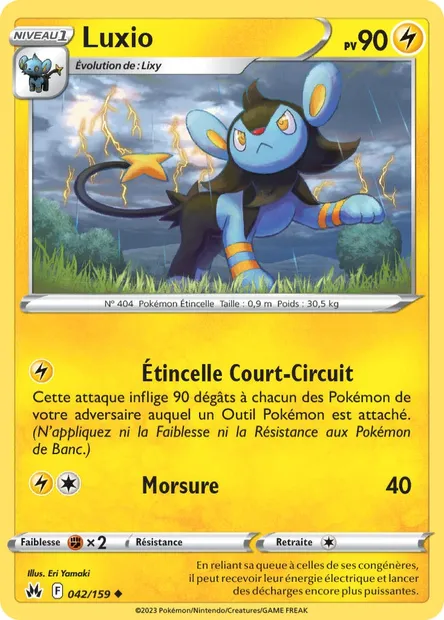 Luxio, carte Pokémon CRZ 042 — extension Zénith Suprême