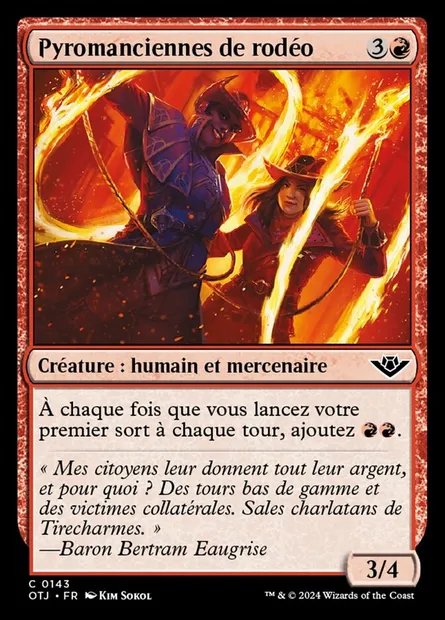Pyromanciennes de rodéo, carte Magic OTJ 143 — extension Outlaws of Thunder Junction