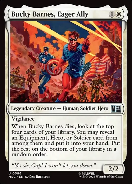 Bucky Barnes, Eager Ally, Magic card MSC 586 — Marvel Super Heroes Commander set