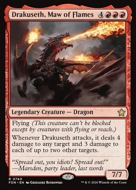 Drakuseth, gueule de flammes, carte Magic FDN 760 — extension Foundations