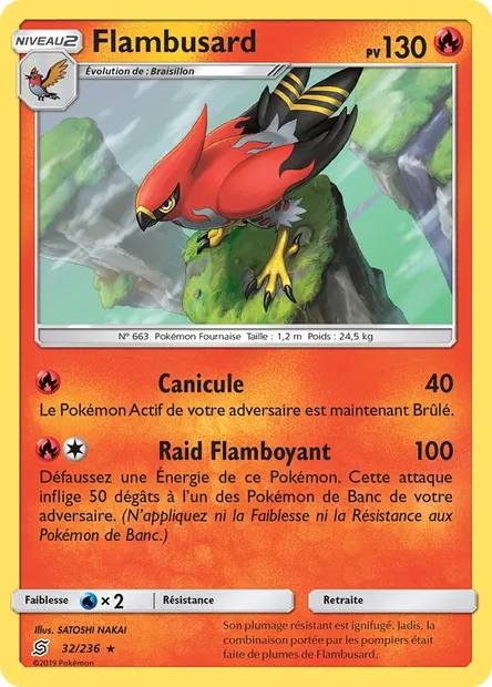 Flambusard, carte Pokémon UNM 32 — extension Harmonie des Esprits