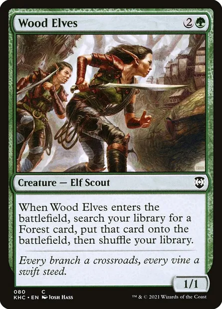 Wood Elves, Magic card KHC 80 — Kaldheim Commander set