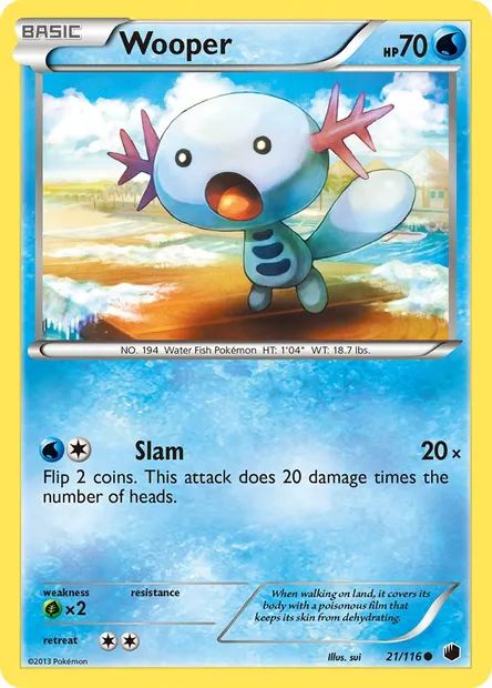 Wooper, Pokémon card PLF 21 — Plasma Freeze set