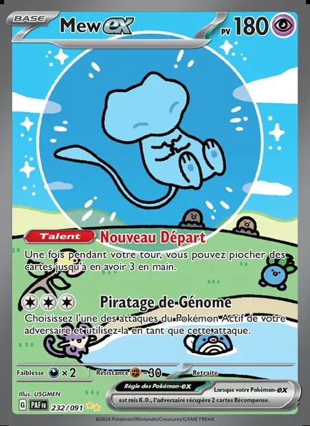 Mew-ex, carte Pokémon PAF 232 — extension Destinées de Paldea
