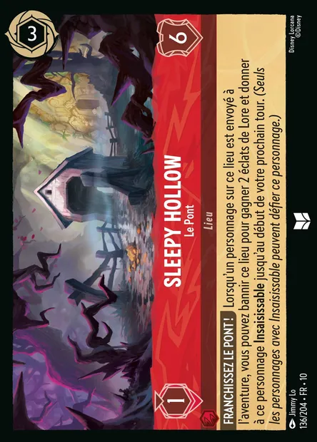 Sleepy Hollow - Le Pont, carte Disney Lorcana CH10-136 — extension Lueurs dans les Profondeurs