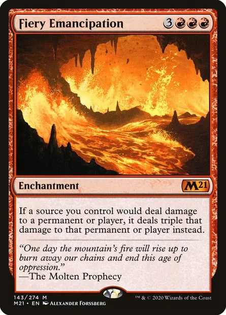 Fiery Emancipation, Magic card M21 143 — Core Set 2021 set