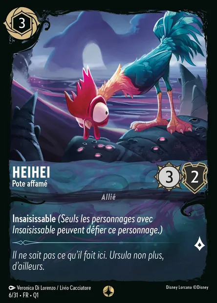 Heihei - Pote affamé, carte Disney Lorcana Q1-006 — extension Quête des Illumineurs - Menace des profondeurs