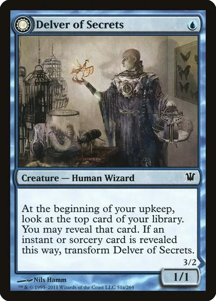 Delver of Secrets // Insectile Aberration, Magic card ISD 51 — Innistrad set