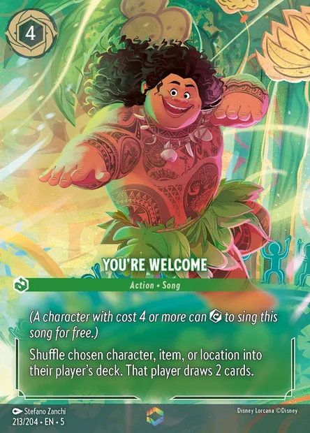You're Welcome, Disney Lorcana card CH5-213 — Shimmering Skies set