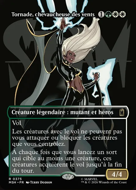 Tornade, chevaucheuse des vents, carte Magic MSH 375 — extension Marvel Super Heroes