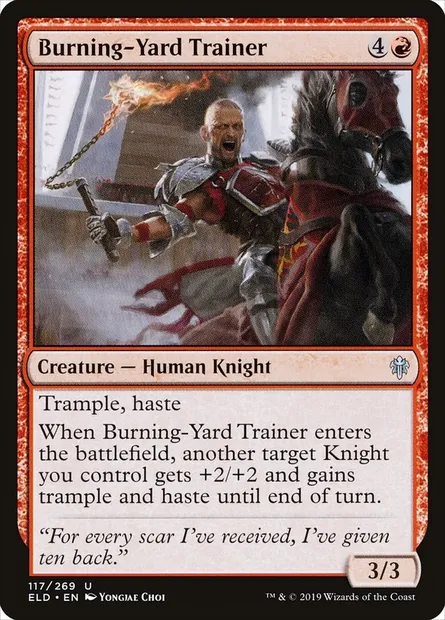 Burning-Yard Trainer, Magic card ELD 117 — Throne of Eldraine set