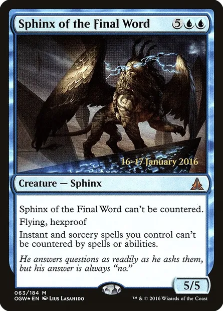 Sphinx of the Final Word, Magic card POGW 63s — Oath of the Gatewatch Promos set