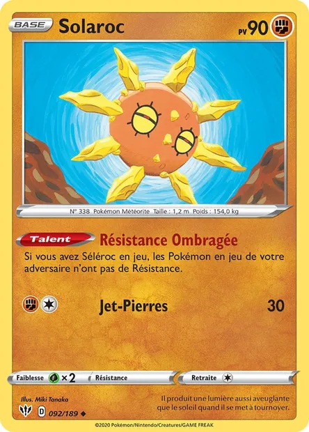 Solaroc, carte Pokémon DAA 92 — extension Ténèbres Embrasées