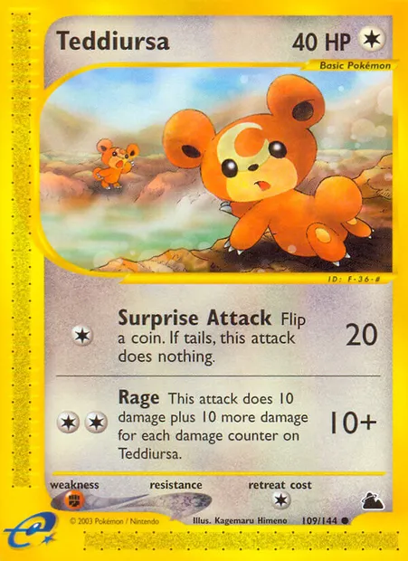 Teddiursa, Pokémon card SK 109 — Skyridge set