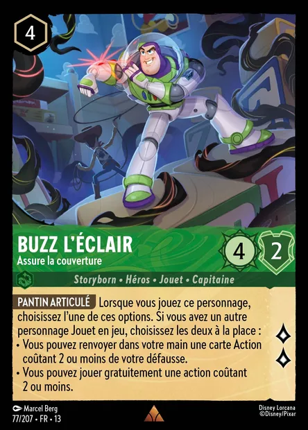 Buzz l'Éclair - Assure la couverture, carte Disney Lorcana CH13-077 — extension Invasion Epineuse!