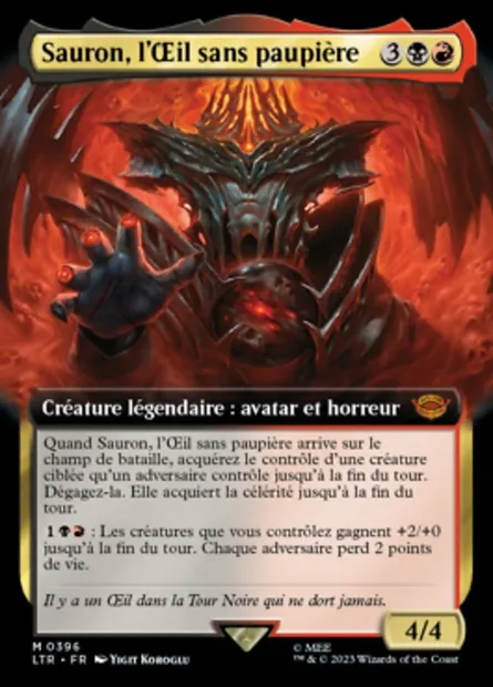 Sauron, l'Œil sans paupière, carte Magic LTR 396 — extension Le Seigneur des Anneaux : chroniques de la Terre du Milieu