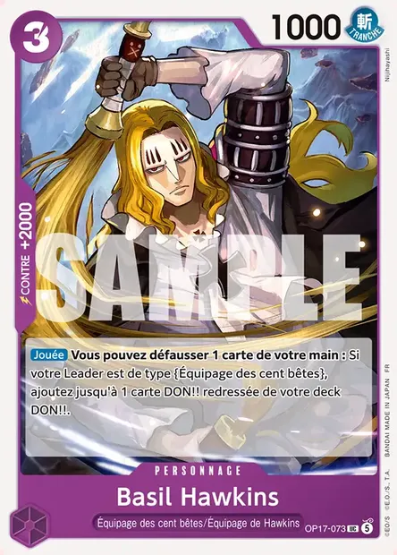 Basil Hawkins, carte One Piece OP17-073 — extension LES GUERRIERS LES PLUS PUISSANTS AU MONDE