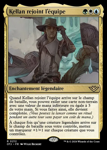 Kellan rejoint l'équipe, carte Magic OTJ 212 — extension Outlaws of Thunder Junction