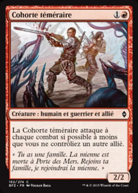 Cohorte téméraire, carte Magic BFZ 152 — extension La bataille de Zendikar