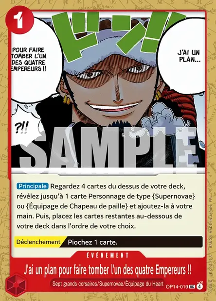 J'ai un plan pour faire tomber l'un des quatre Empereurs !!, carte One Piece OP14-019 — extension LES SEPT DE LA MER D'AZUR