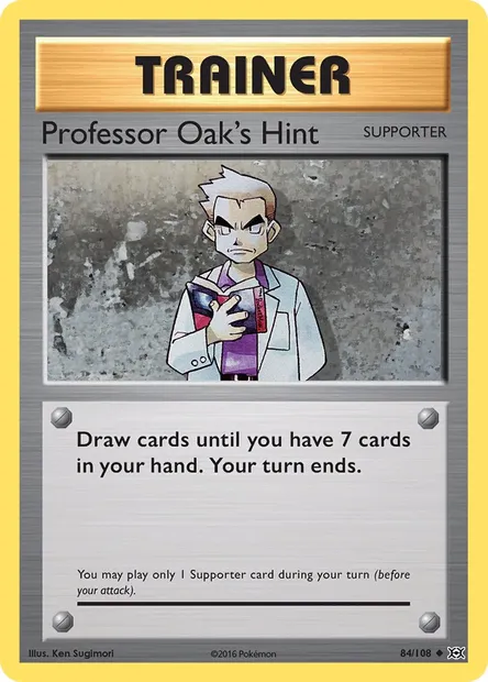 Professor Oak's Hint, Pokémon card EVO 84 — Evolutions set