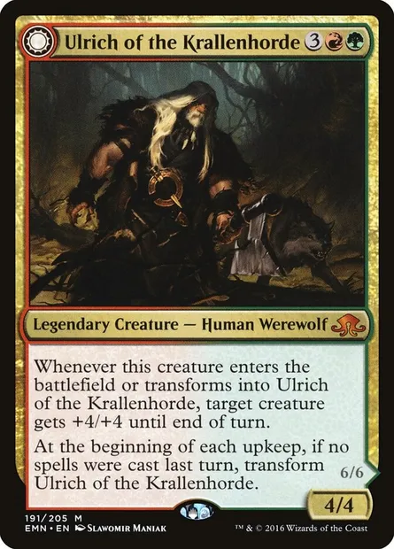 Ulrich of the Krallenhorde // Ulrich, Uncontested Alpha, Magic card EMN 191 — Eldritch Moon set