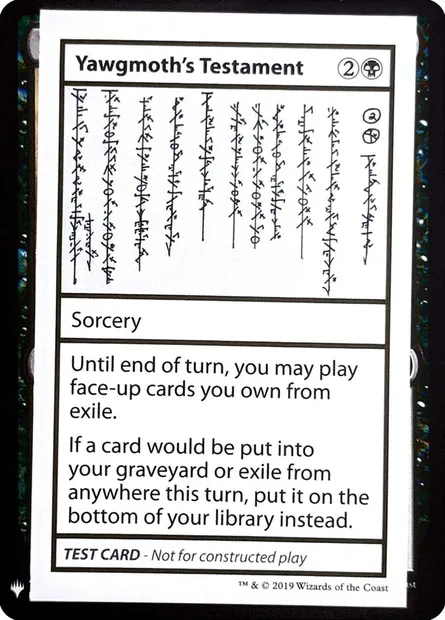 Yawgmoth's Testament, carte Magic CMB1 52 — extension Mystery Booster Playtest Cards 2019