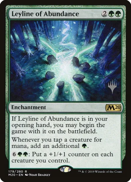 Ligne ley d'abondance, carte Magic PM20 179p — extension Core Set 2020 Promos