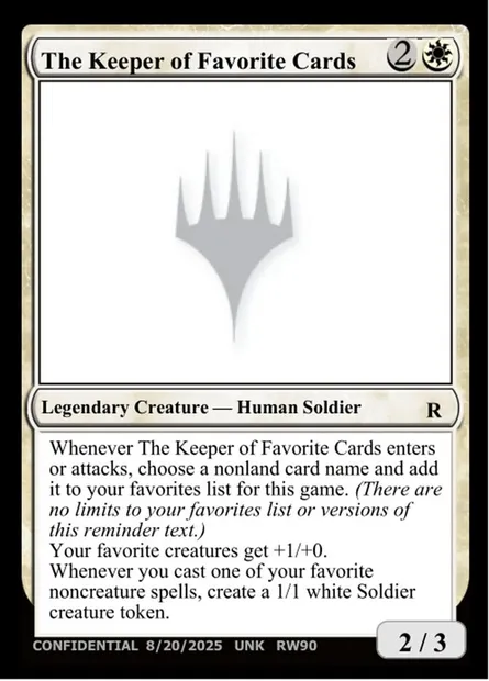 The Keeper of Favorite Cards, carte Magic UNK RW90c — extension Unknown Event